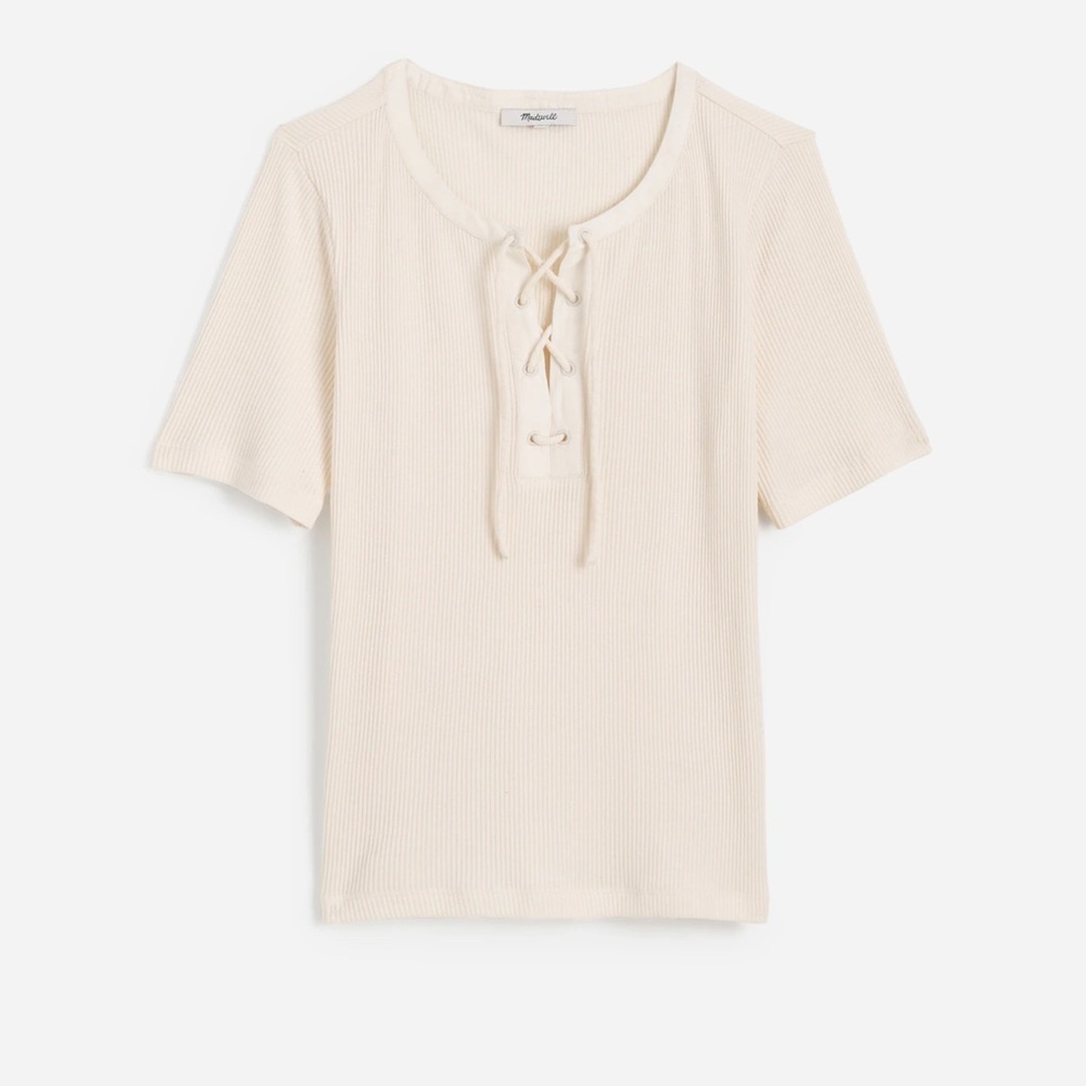 Madewell Ribbed Lace-Up Short-Sleeve Tee
